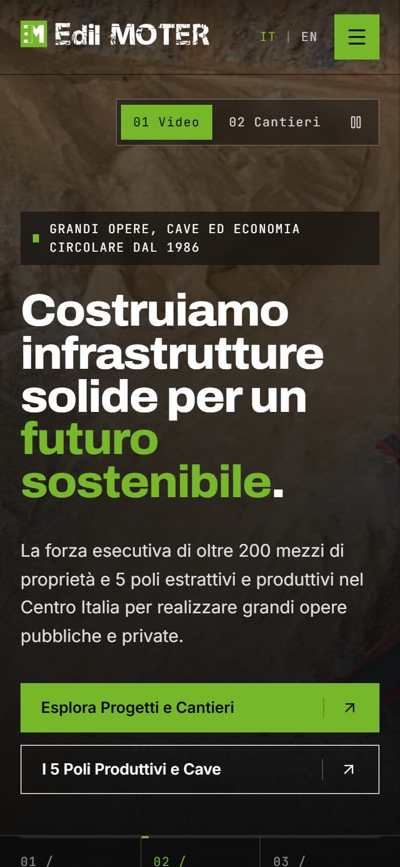 Homepage di Edil Moter vista da telefono